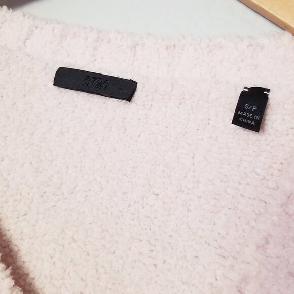 ATM Anthony Thomas Melillo Chenille V Neck Sweater Size S Light Pale Pink $350 - Picture 11 of 16